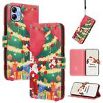 For Samsung Galaxy A04e / F04 / M04 4G Christmas Series Buckle Leather Phone Case with Hand Strap(Christmas Tree)