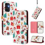 For Samsung Galaxy A13 5G / 4G / A04 / A04s Christmas Series Buckle Leather Phone Case with Hand Strap(Christmas Elements)