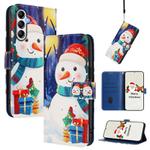 For Samsung Galaxy A34 5G Christmas Series Buckle Leather Phone Case with Hand Strap(Gift Box Snowman)