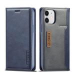 For iPhone 12 mini LC.IMEEKE LC-001 Series PU + TPU Color Matching Frosted Horizontal Flip Leather Case with Holder & Card Slot(Blue)