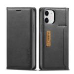 For iPhone 12 mini LC.IMEEKE LC-001 Series PU + TPU Color Matching Frosted Horizontal Flip Leather Case with Holder & Card Slot(Black)