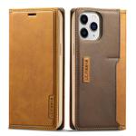 For iPhone 12 / 12 Pro LC.IMEEKE LC-001 Series PU + TPU Color Matching Frosted Horizontal Flip Leather Case with Holder & Card Slot(Brown)