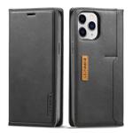 For iPhone 12 Pro Max LC.IMEEKE LC-001 Series PU + TPU Color Matching Frosted Horizontal Flip Leather Case with Holder & Card Slot(Black)