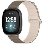 For Fitbit Versa 4 / 3 / Sense2 / 1 xDfind Loop Magnetic Glossy Silicone Watch Band(Brown Apricot)
