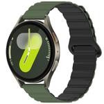 For Samsung Galaxy Watch 7 / 6 / 5 / FE xDfind Loop Magnetic Glossy Silicone Watch Band(Army Green Black)