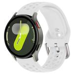 For Samsung Galaxy Watch 7 / 6 / 5 / FE xDfind Silver Buckle Silicone Sport Watch Band(White)