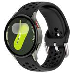 For Samsung Galaxy Watch 7 / 6 / 5 / FE xDfind Silver Buckle Silicone Sport Watch Band(Black)
