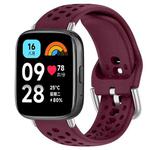 For Redmi Watch 3 Active / Watch 3 Lite xDfind Silver Buckle Silicone Sport Watch Band(Wine Red)