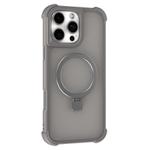 For iPhone 16 Pro Max Four-corner Shockproof MagSafe Holder Phone Case(Grey)