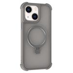 For iPhone 15 Plus / 14 Plus Four-corner Shockproof MagSafe Holder Phone Case(Grey)