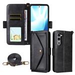 For Fujitsu Arrows We2 Plus F-51E Multi-card Slots Crossbody Cowhide Leather Phone Case(Black)