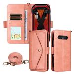 For Kyocera Torque 5G KYG01 Multi-card Slots Crossbody Cowhide Leather Phone Case(Pink)