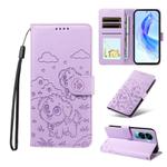 For Honor 90 Lite / X50i 5G Embossed Heart Dog RFID Blocking Wallet Leather Phone Case(Purple)