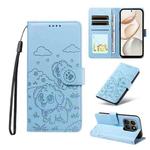 For Honor 400 Smart 5G / X7d 4G Embossed Heart Dog RFID Blocking Wallet Leather Phone Case(Sky Blue)