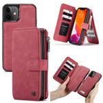 For iPhone 12 mini CaseMe-007 Crazy Horse Texture Detachable Horizontal Flip PU Leather Case, with Card Slot & Holder & Zipper Wallet & Photo Frame(Red)