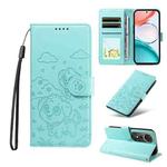 For Honor Play 70 Plus Embossed Heart Dog RFID Blocking Wallet Leather Phone Case(Green)
