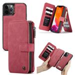 For iPhone 12 / 12 Pro CaseMe-007 Crazy Horse Texture Detachable Horizontal Flip PU Leather Case, with Card Slot & Holder & Zipper Wallet & Photo Frame(Red)