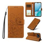For Huawei Maimang 40 5G Embossed Heart Dog RFID Blocking Wallet Leather Phone Case(Brown)