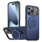 For iPhone 17 Pro Max Metal Rotation Holder MagSafe TPU Hybrid PC Phone Case(Navy Blue)