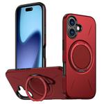 For iPhone 17 Metal Rotation Holder MagSafe TPU Hybrid PC Phone Case(Red)