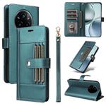 For Realme 14 Pro+ / 13 Pro Six Card Slots Buckle Leather Phone Case with Lanyard(Green)