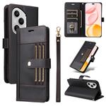 For Honor 400 Pro Global 160.8mm Six Card Slots Buckle Leather Phone Case with Lanyard(Black)