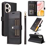 For Honor 400 Global 156.5mm Six Card Slots Buckle Leather Phone Case with Lanyard(Black)
