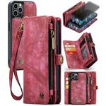 For iPhone 12 / 12 Pro CaseMe-008 Detachable Multifunctional Wallet Leather Phone Case (Red)