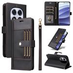 For Redmi Note 14 Pro 5G / 4G Six Card Slots Buckle Leather Phone Case with Lanyard(Black)