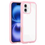 For iPhone 16 Plus Solid Color Edge Transparency Acrylic TPU Phone Case(Pink)