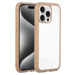 For iPhone 15 Pro Solid Color Edge Transparency Acrylic TPU Phone Case(Brown)