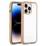 For iPhone 14 Pro Max Solid Color Edge Transparency Acrylic TPU Phone Case(Brown)