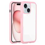 For iPhone 14 Plus / 15 Plus Solid Color Edge Transparency Acrylic TPU Phone Case(Pink)