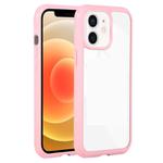 For iPhone 12 / 12 Pro Solid Color Edge Transparency Acrylic TPU Phone Case(Pink)