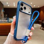 For iPhone 17 Pro Max Solid Color Edge Transparency Acrylic TPU Phone Case with Wrist Strap(Royal Blue)