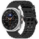 For Samsung Galaxy Watch8 / 8 Classic xDfind Black Buckle Ocean Solid Color Dual-row Hole Silicone Watch Band(Black)