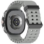 For Samsung Galaxy Watch8 / 8 Classic xDfind Black Buckle Ocean Solid Color Dual-row Hole Silicone Watch Band(Grey)
