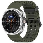 For Samsung Galaxy Watch8 / 8 Classic xDfind Black Buckle Ocean Solid Color Dual-row Hole Silicone Watch Band(Army Green)