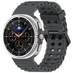 For Samsung Galaxy Watch8 / 8 Classic xDfind Black Buckle Ocean Solid Color Dual-row Hole Silicone Watch Band(Titanium Grey)
