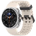 For Samsung Galaxy Watch8 / 8 Classic xDfind Black Buckle Ocean Solid Color Dual-row Hole Silicone Watch Band(Starlight)