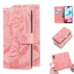 For Xiaomi Redmi 8 Tiger Embossing Pattern Horizontal Flip Leather Case with Holder & Card Slots & Wallet(Pink)
