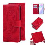 For Xiaomi Redmi 9A Tiger Embossing Pattern Horizontal Flip Leather Case with Holder & Card Slots & Wallet(Red)