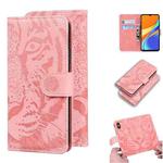 For Xiaomi Redmi 9C Tiger Embossing Pattern Horizontal Flip Leather Case with Holder & Card Slots & Wallet(Pink)