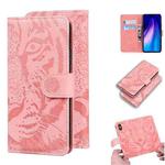 For Xiaomi Redmi Note 8 Tiger Embossing Pattern Horizontal Flip Leather Case with Holder & Card Slots & Wallet(Pink)