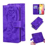 For Xiaomi Redmi Note 10 Lite Tiger Embossing Pattern Horizontal Flip Leather Case with Holder & Card Slots & Wallet(Purple)