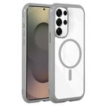 For Samsung Galaxy S25 Ultra / S24 Ultra 5G Solid Color Edge Transparency MagSafe Magnetic Phone Case(Grey)