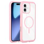 For iPhone 17 Solid Color Edge Transparency MagSafe Magnetic Phone Case(Pink)