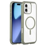 For iPhone 17 Solid Color Edge Transparency MagSafe Magnetic Phone Case(Army Green)