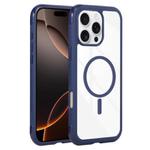 For iPhone 16 Pro Max Solid Color Edge Transparency MagSafe Magnetic Phone Case(Royal Blue)