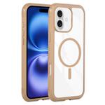 For iPhone 16 Plus Solid Color Edge Transparency MagSafe Magnetic Phone Case(Brown)